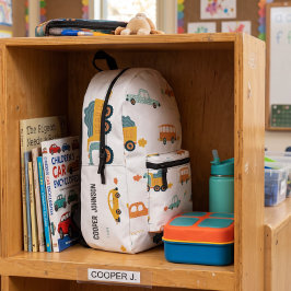 Mochila meninos nome carro personalizado Pastel