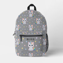 Mochila personalizada com nome impresso Kawaii Cat