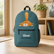 Mochila Personalizada de Gato Laranja Divertido Az
