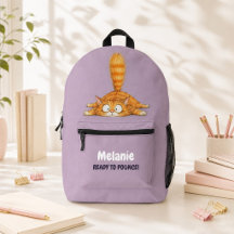 Mochila Personalizada Laranja Engraçada de Gata Ro