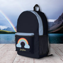 Mochila Preta do Arco-Íris Pastel