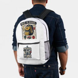 Mochila Retro Cheia de Atitude Volta às Aulas