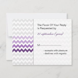 Mod chevron púrpura Ombre casamento rsvp