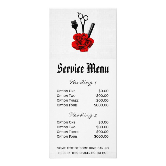 mod do menu do chic salon rosa vermelha tesoura ca (Frente)