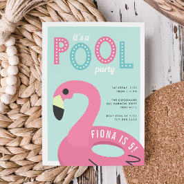 Mod Flamingo | Convite de Aniversário de Piscina