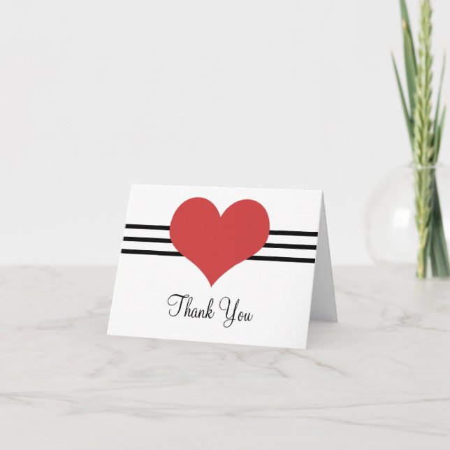 Mod Heart Cartões de agradecimentos, Vermelho (Frente)