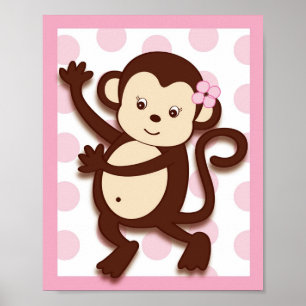 Mod Menina Macaco Pontos Arte de Impressão para Pa