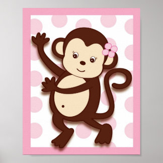 Mod Menina Macaco Pontos Arte de Impressão para Pa