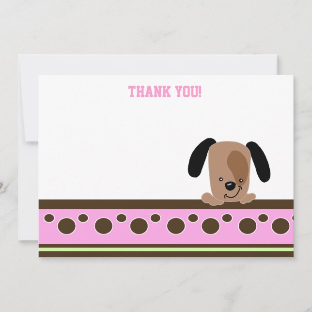 Mod Pink Puppy Theme Flor Obrigado Notas (Frente)