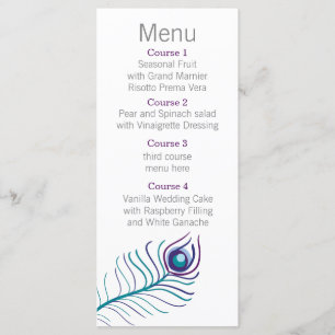 Mod roxo, azul-lacre menu Casamento