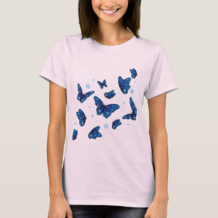 moda de borboletas azuis e brancas T-Shirt