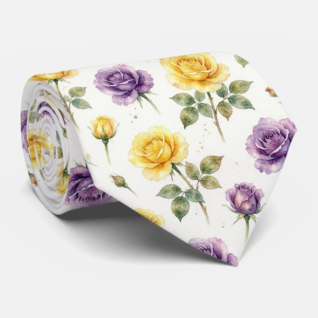 Moda de Primavera | Gravata Floral para Casamento  (Rolled)