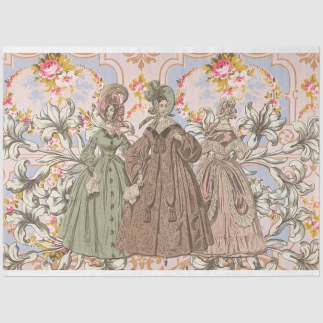 Moda francesa e Flores Desfazem Papel Tecido (Frente )