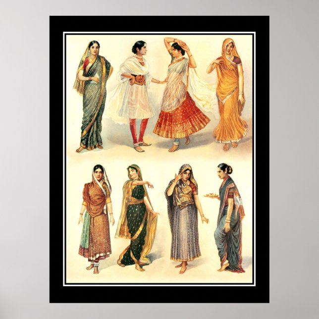 Moda Índia Poster vintage Saree (Frente)