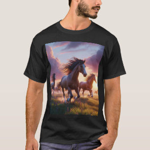 Moda moda: t-shirt preta com cavalo correndo