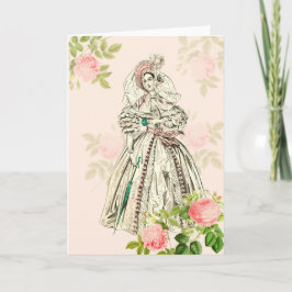 Moda vitoriana cumprimentando cartão do século 19