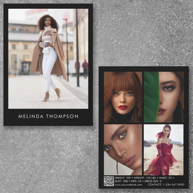 Modelando o Ator Comp Card 5 Photo QR Code Black (Criador carregado)