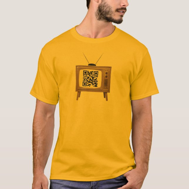 Modelo antiquado do t-shirt da tevê do código de (Frente)