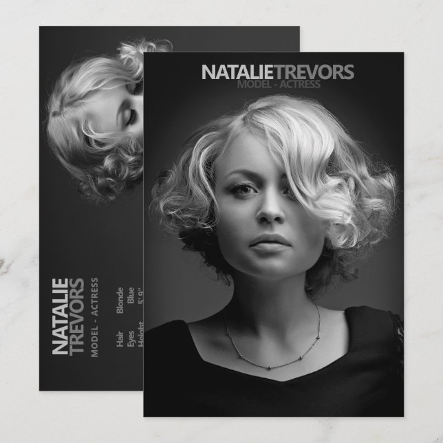 Modelo Ator 2 Lado 2 Cartão Zed de Foto 5x7 Comp (Frente/Verso)