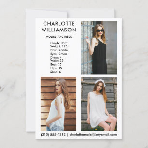 Modelo Ator 3 Cartão Comp Fotográfico 5x7 W