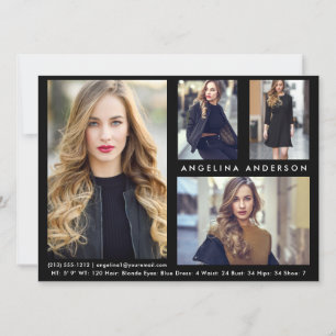 Modelo Ator 4 Foto Comp Card - Frente Blk