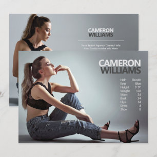 Modelo Ator 5x7 Cartão Zed Comp de Lado Duplo