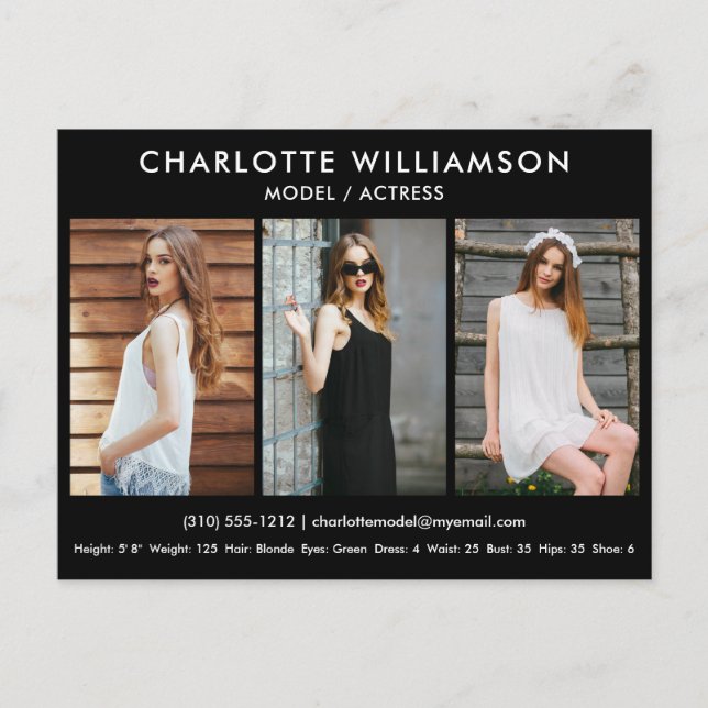 Modelo Ator Comp Card 3 Cartão postal preto (Frente)