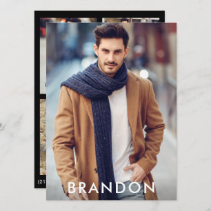 Modelo Ator Comp Card Name Wht - 3 Photo Back