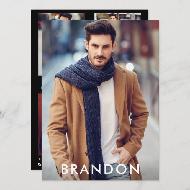 Modelo Ator Comp Card Name Wht - 4 Photo Back (Frente/Verso)