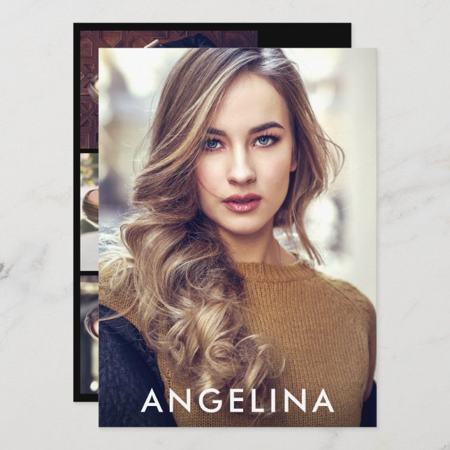 Modelo Ator Photo Professional Comp Card Preto W (Frente/Verso)