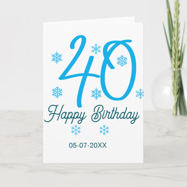 modelo azul de 40º aniversário adicionar nome data (Frente)