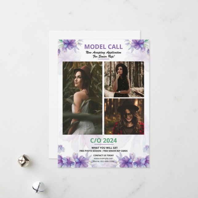 Modelo Casting Call Flyer Modelo (Frente/Verso In Situ)
