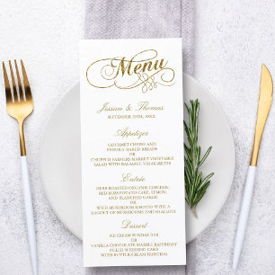Modelo chique do menu do casamento da folha