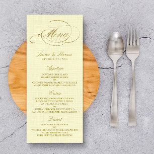 Modelo chique do menu do casamento da folha