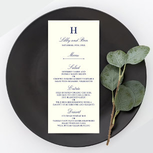 Modelo chique do menu do casamento do marinho & do