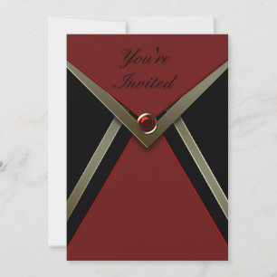 Modelo Convite de aniversário preto vermelho