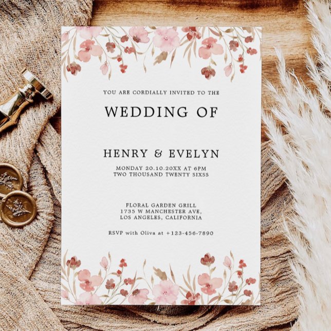 Modelo Convites de casamento (Rose Wedding Invites Template)