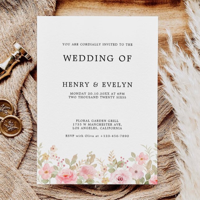 Modelo Convites de casamento (Rose Wedding Invites Template)