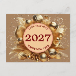 Modelo de Ano Novo Feliz Dourado Elegante saudaçõe