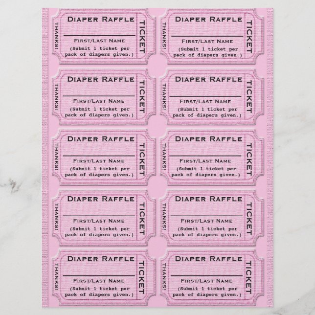 Modelo de Bilhete de Raffle fralda (Frente)