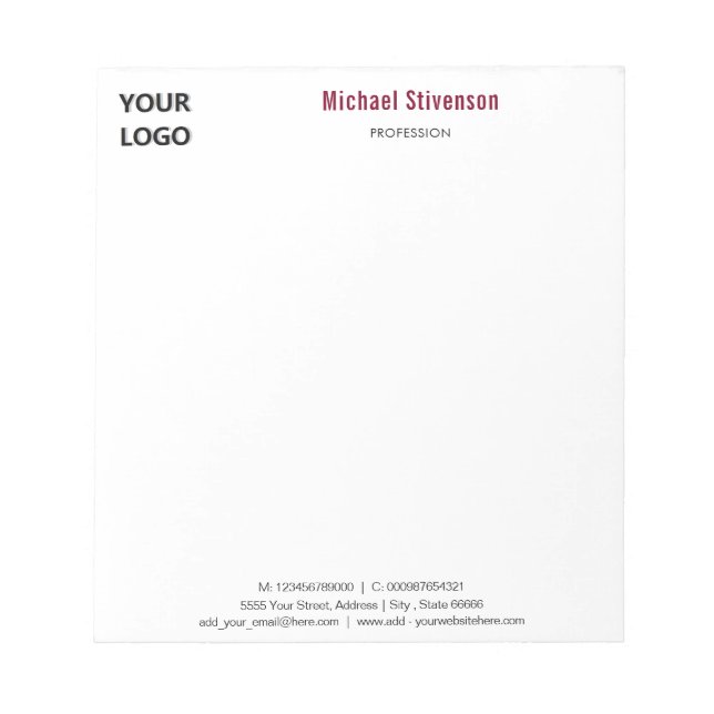 Modelo de Bloco de Notas Personalizado para Empres (Frente)