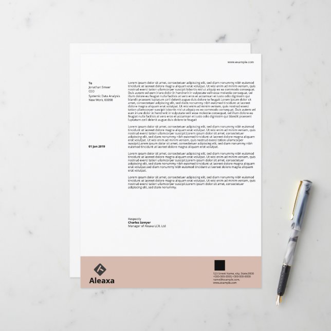 Modelo de Cabeçalho de Carta Comercial Profissiona (Frente/Verso In Situ)