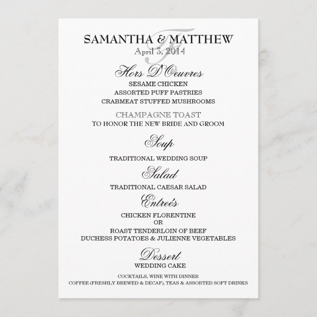 Modelo de cardápio casamento noivado aniversário (Frente)