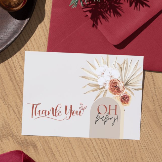 Modelo de Cartão de Agradecimento para Chá de Bebê (Wildflower Boho Baby Shower Thank You Card Template)