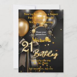 Modelo de Cartão de Convite aniversário de 21 anos