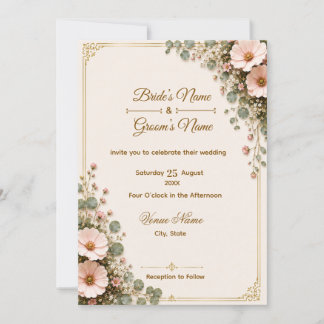 Modelo de Cartão de Convite de Casamento Floral El