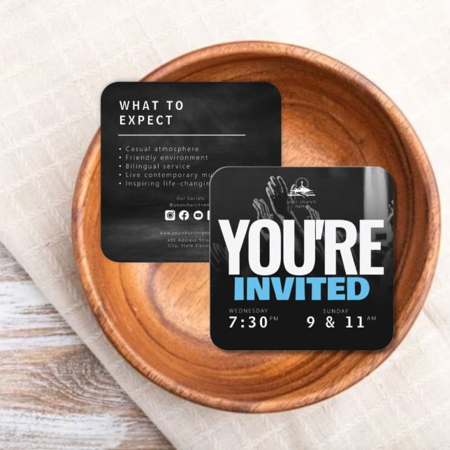 Modelo de Cartão de Convite de Igreja (Church Invite Calling Card Template)