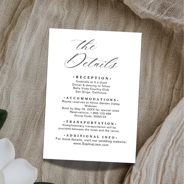 Modelo de Cartão de Detalhes de Casamento Minimali (Criador carregado)