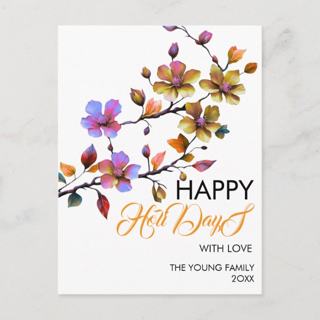 Modelo de Cartão de Feriados Feliz, Editar com Tem (Frente)