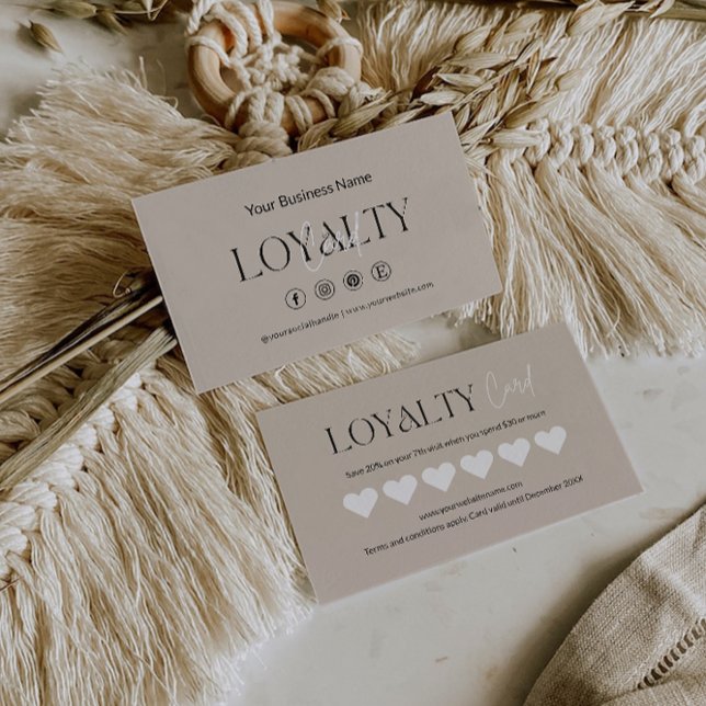 Modelo de Cartão de Lealdade, Cartões de Fidelidad (Loyalty Card Template, Boho Customer Loyalty Cards)